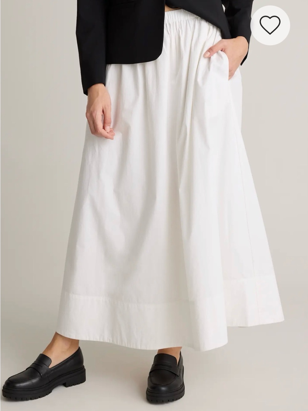 100% Organic Cotton Poplin A-line Maxi Skirt